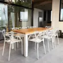 Mesa paraíso XL + 8 sillas Allegra blancas