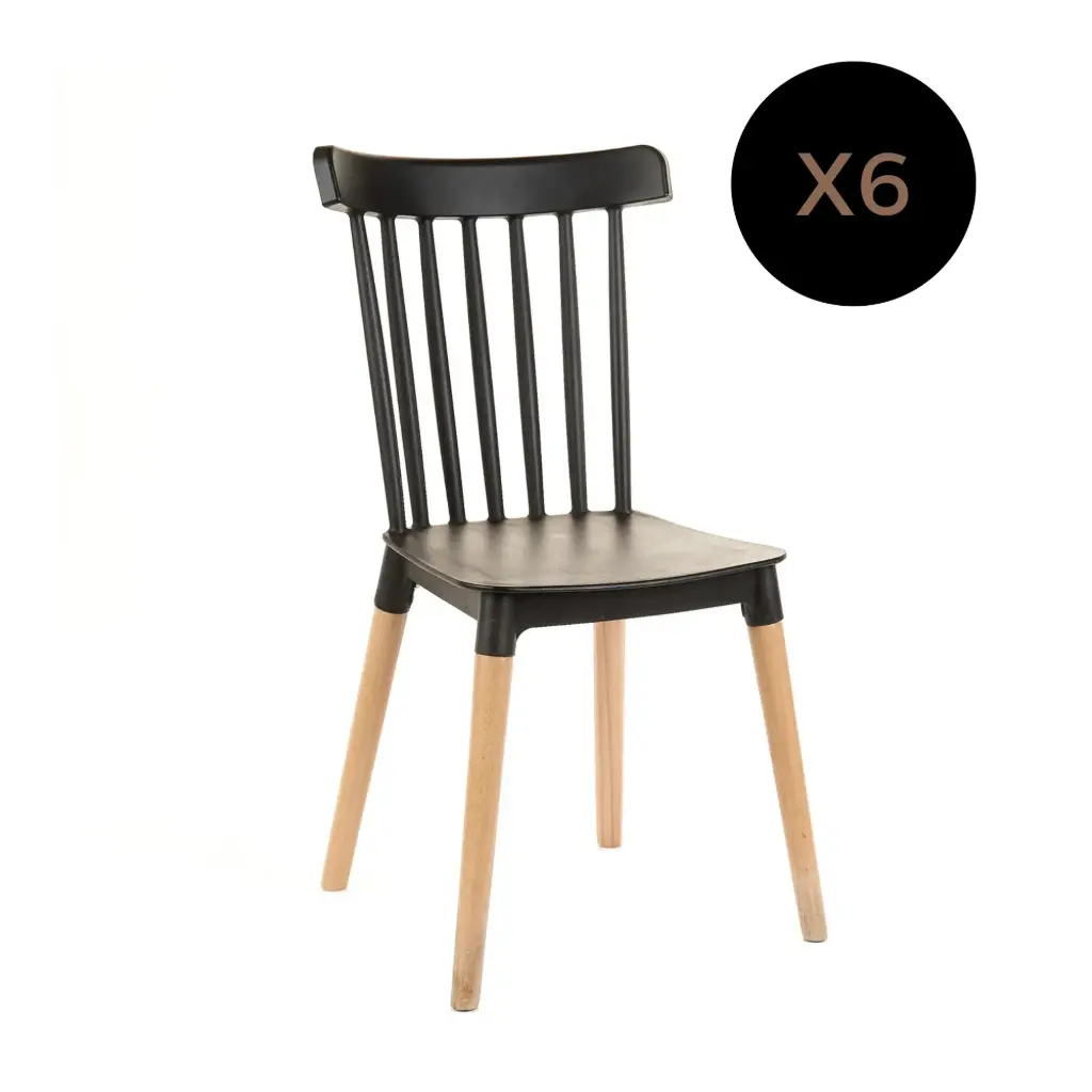 Silla Windsor negra x 6 unidades