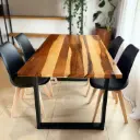 Mesa Dallas Guayubira + 4 sillas Tulip negras