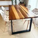 Mesa Dallas Guayubira + 4 sillas Akron blancas