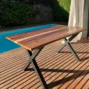 Mesa Guayubira patas X 60x60 hierro y madera