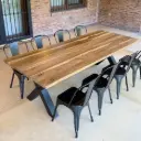 Mesa patas X 100x100 Petiribí + Sillas Tolix